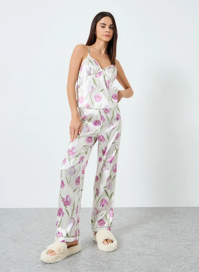 Take Two Multi Women Floral Printed Cami Top and Pyjama Set for Women | Best Price UAE